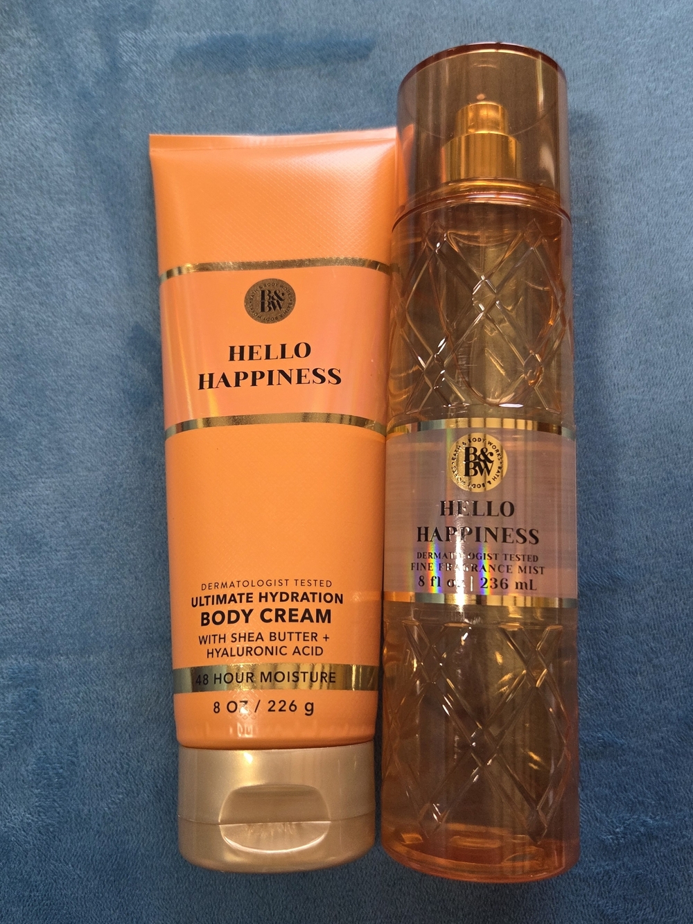 NWT Bath & Body Works Hello Happiness Orange Body Cream Set